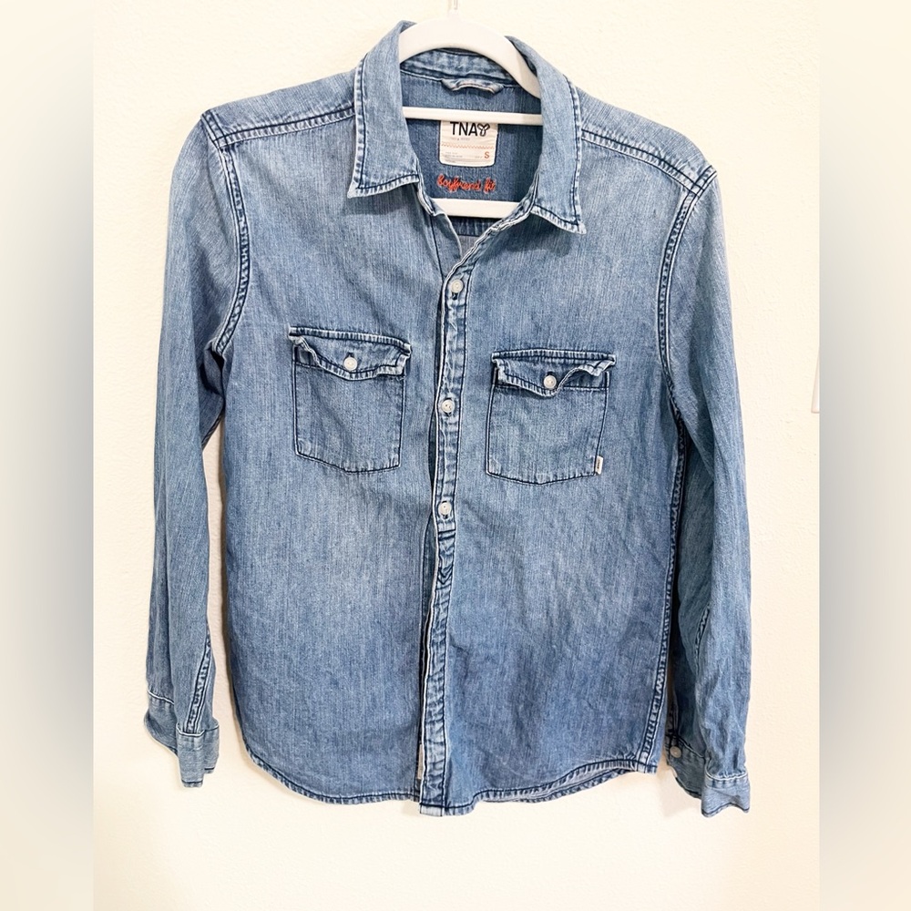 TNA Light Blue Denim Button-Down Shirt
